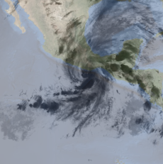 Satellite imagery over a map from my hurricane forecasting project